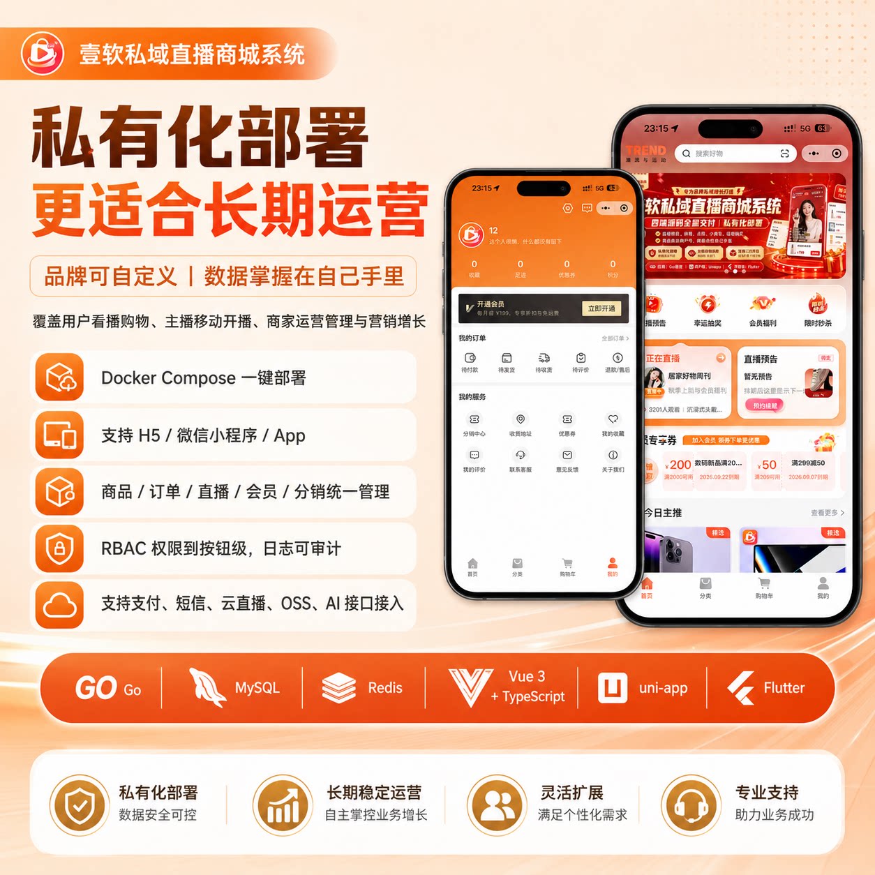 贪婪私域直播电商系统源码丨私域直播带货小程序丨电商直播APP丨企业社群营销私域带货源码 Flutter+Go-贪婪科技