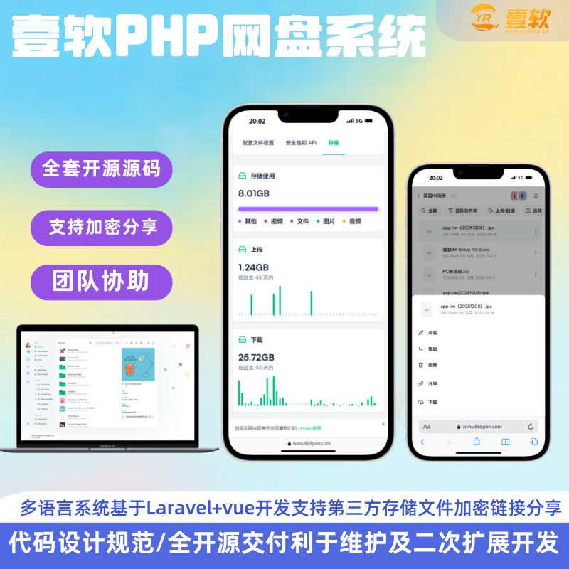 2026网盘源码/私人云存储网盘系统/基于Laravel+vue开发/快速安装/完整的文档-贪婪科技